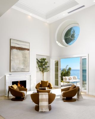 Fireplace, Interior, Living room, Recessed Lighting, Water
