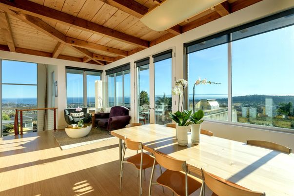Dining room, Interior, Water, Wooden Beams, Wooden Ceilings, Wood Texture Flooring