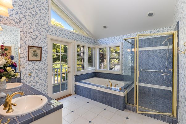 Bathroom, Dual Sink Vanities, Glass Shower, Interior, Recessed Lighting, Tile Countertops