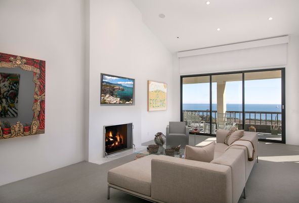 Fireplace, Interior, Living room, Recessed Lighting, Water