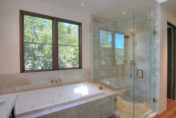 Bathroom, Glass Shower, Interior, Recessed Lighting