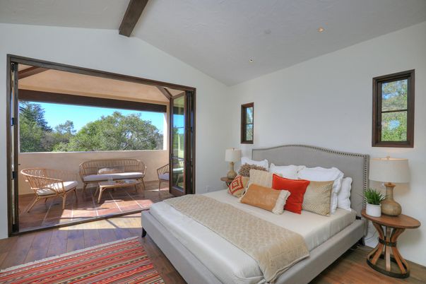 Bedroom, Interior, Recessed Lighting, Wooden Beams, Wood Texture Flooring