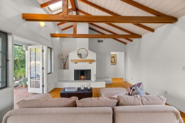 Fireplace, Interior, Living room, Wooden Beams, Wood Texture Flooring