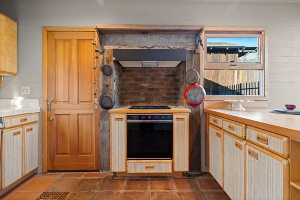 Interior, Kitchen, Stainless Steel Appliances, Stone Walls