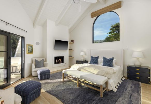 Bedroom, Fireplace, Interior, Wood Texture Flooring