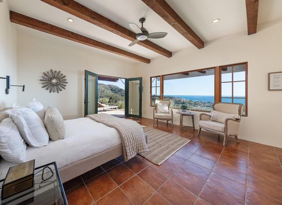 Bedroom, Interior, Recessed Lighting, Water, Wooden Beams