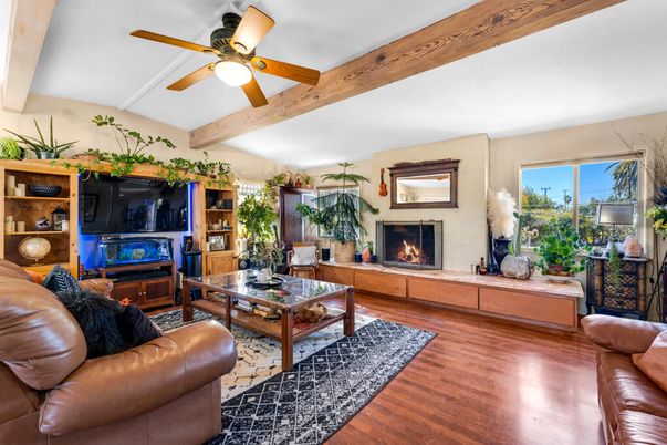 Fireplace, Interior, Living room, Wooden Beams, Wood Texture Flooring