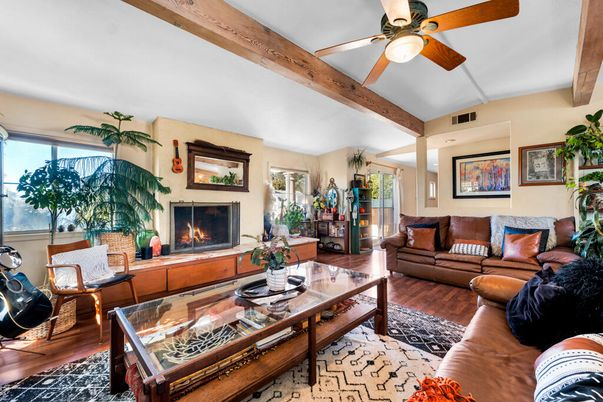 Fireplace, Interior, Living room, Wooden Beams, Wood Texture Flooring