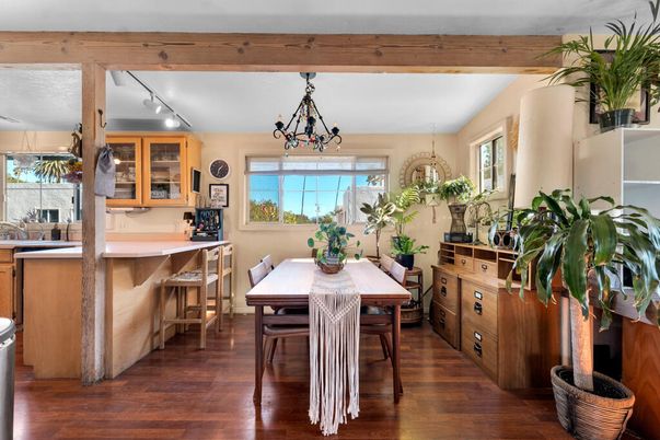 Chandelier, Dining room, Interior, Wood Texture Flooring