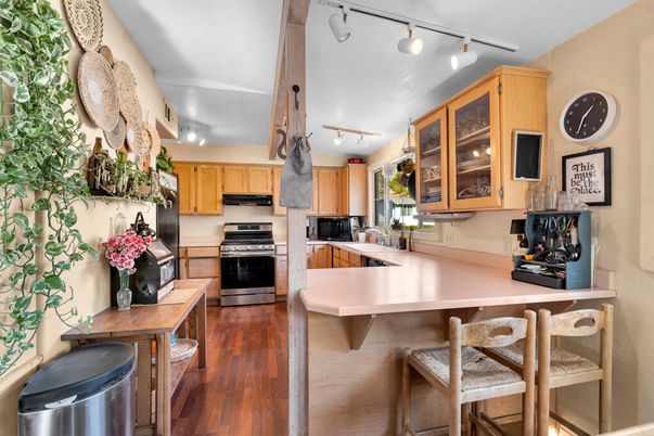 Interior, Kitchen, Stainless Steel Appliances, Wood Texture Flooring