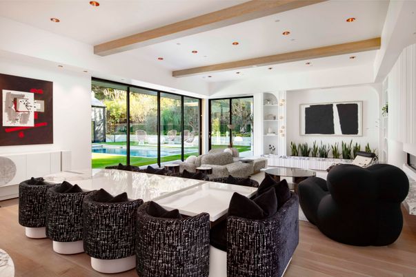 Interior, Living room, Recessed Lighting, Wooden Beams, Wood Texture Flooring