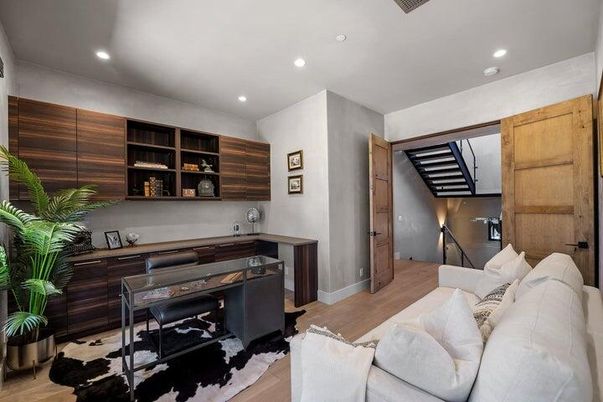 Home Office, Interior, Recessed Lighting, Wood Texture Flooring