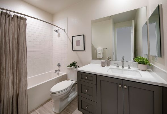 Bathroom, Interior, Recessed Lighting, Wood Texture Flooring