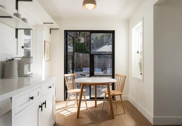 Dining room, Interior, Wood Texture Flooring