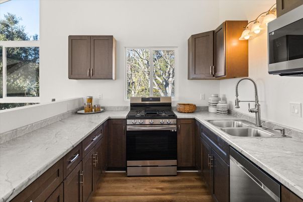 Interior, Kitchen, Stainless Steel Appliances, Wood Texture Flooring