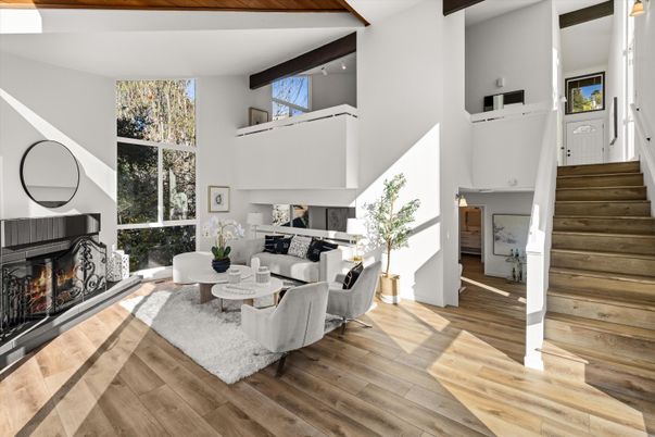 Fireplace, Interior, Living room, Wooden Beams, Wood Texture Flooring