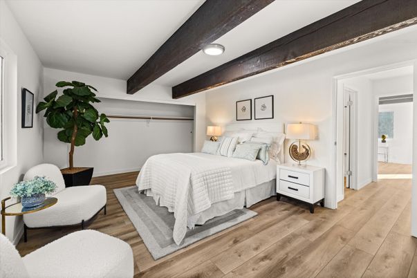 Bedroom, Interior, Wooden Beams, Wood Texture Flooring
