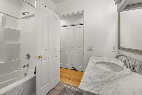 Bathroom, Dual Sink Vanities, Interior, Wood Texture Flooring