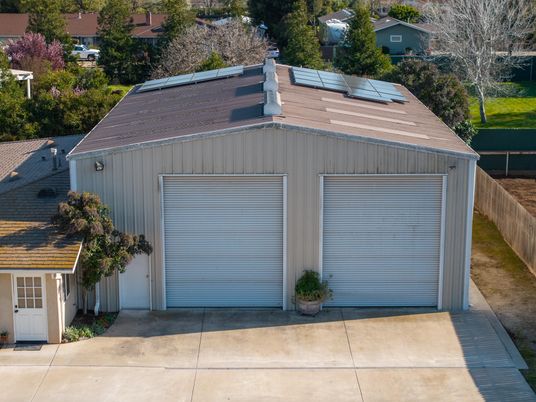 Detached Garage, Exterior, Solar Panels