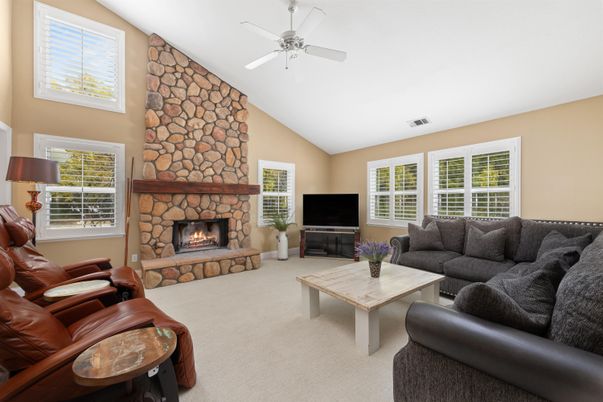 Fireplace, Interior, Living room, Stone Walls