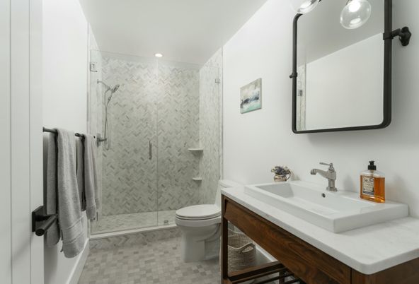 Bathroom, Glass Shower, Interior, Recessed Lighting