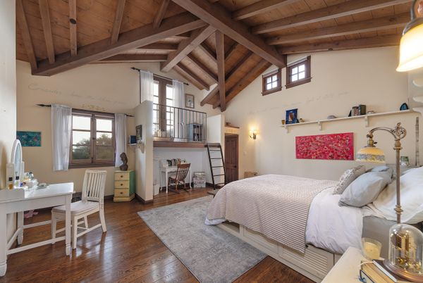 Bedroom, Interior, Wooden Beams, Wooden Ceilings, Wood Texture Flooring