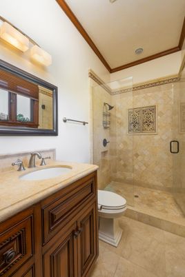 Bathroom, Glass Shower, Interior, Recessed Lighting