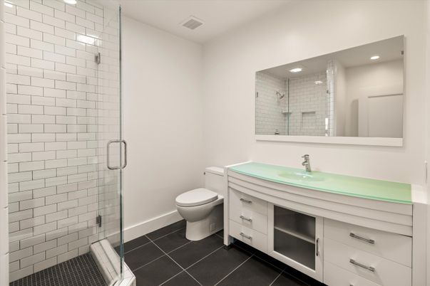 Bathroom, Glass Shower, Interior, Recessed Lighting