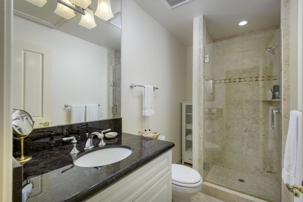 Bathroom, Glass Shower, Interior, Recessed Lighting