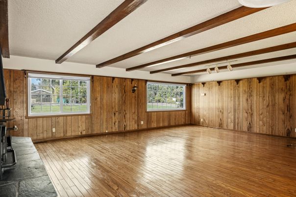 Empty room, Interior, Wooden Beams, Wood Texture Flooring, Wooden Walls