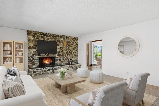 Fireplace, Interior, Living room, Stone Walls