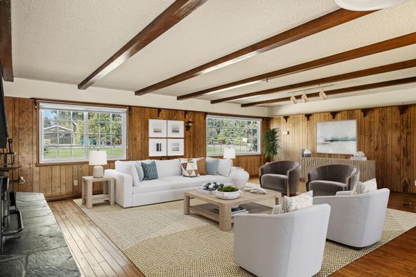 Fireplace, Interior, Living room, Wooden Beams, Wood Texture Flooring, Wooden Walls
