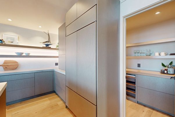 Interior, Kitchen, Recessed Lighting, Wood Texture Flooring
