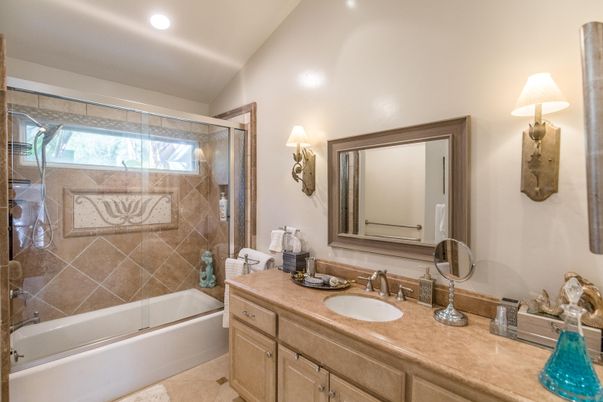 Bathroom, Dual Sink Vanities, Glass Shower, Interior, Recessed Lighting