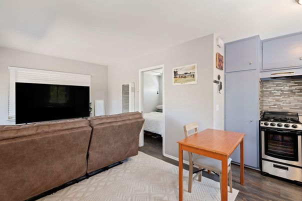 Bedroom, Interior, Kitchen, Stainless Steel Appliances, Stone Walls, Wood Texture Flooring