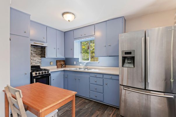Interior, Kitchen, Stainless Steel Appliances, Wood Texture Flooring