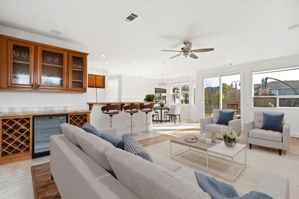 Dining room, Interior, Kitchen, Living room, Pendant Lights, Recessed Lighting, Wood Texture Flooring