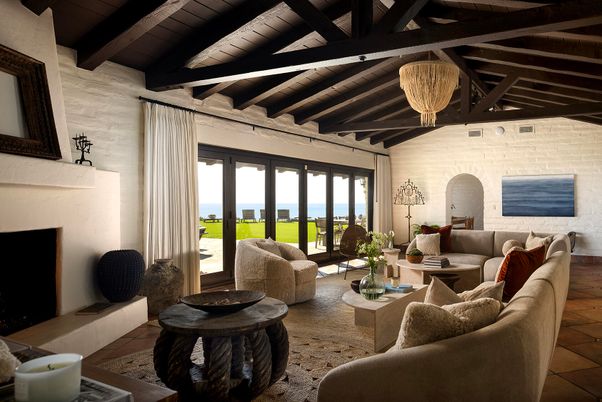 Chandelier, Fireplace, Interior, Living room, Stone Walls, Wooden Beams