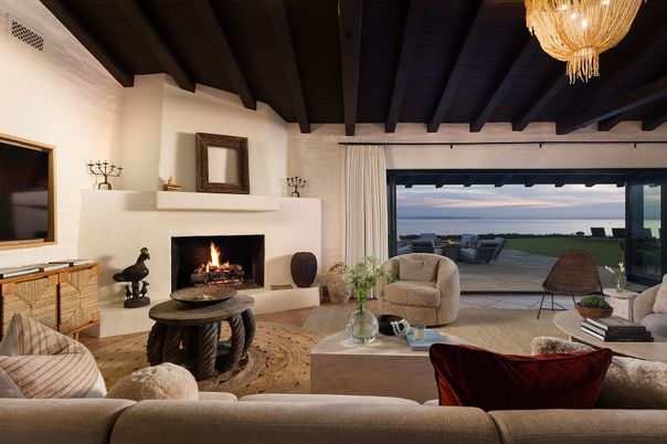 Chandelier, Fireplace, Interior, Living room, Wooden Beams, Wooden Ceilings