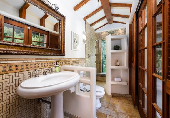 Bathroom, Interior, Wooden Beams
