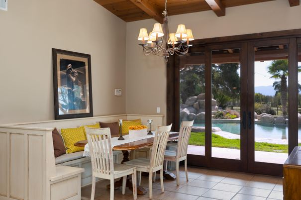 Chandelier, Dining room, Interior, Wooden Beams, Wooden Ceilings