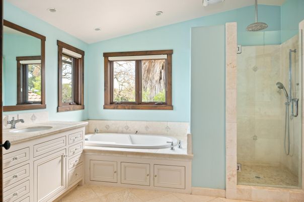 Bathroom, Dual Sink Vanities, Glass Shower, Interior, Recessed Lighting