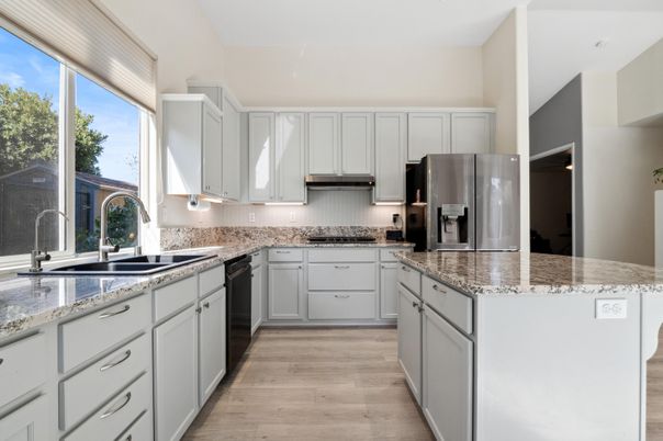 Interior, Kitchen, Stainless Steel Appliances, Wood Texture Flooring