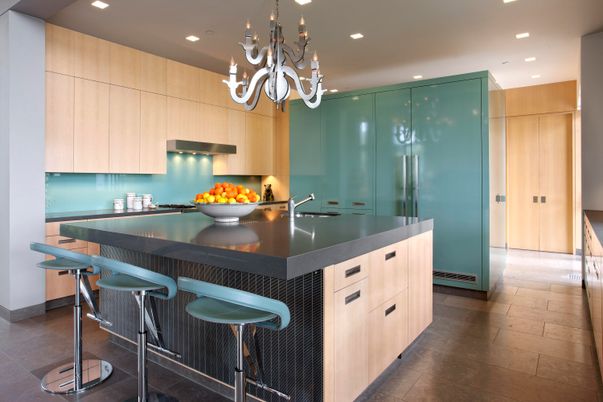 Chandelier, Interior, Kitchen, Recessed Lighting, Stainless Steel Appliances