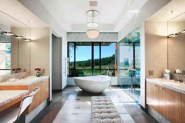 Bathroom, Dual Sink Vanities, Free Standing Baths, Interior