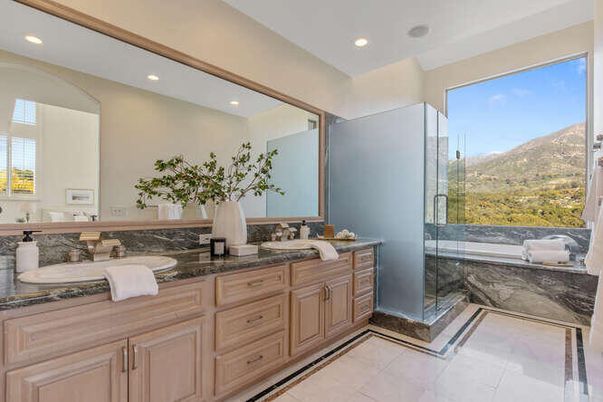 Bathroom, Dual Sink Vanities, Glass Shower, Interior, Recessed Lighting