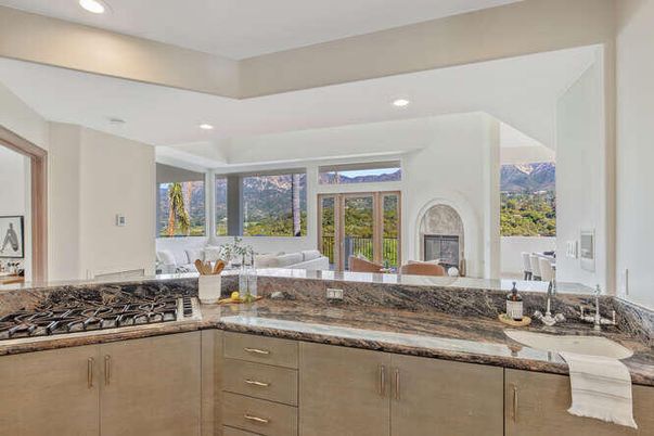 Dining room, Fireplace, Interior, Kitchen, Living room, Recessed Lighting