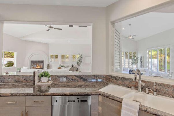 Fireplace, Interior, Kitchen, Pendant Lights, Recessed Lighting