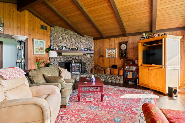 Fireplace, Interior, Living room, Stone Walls, Wooden Beams, Wooden Ceilings, Wood Texture Flooring, Wooden Walls