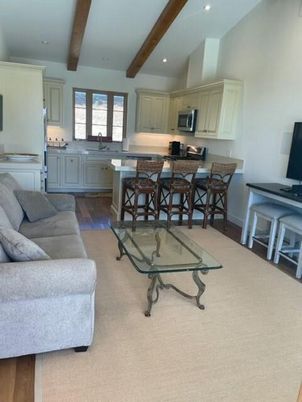 Interior, Kitchen, Living room, Recessed Lighting, Stainless Steel Appliances, Wooden Beams, Wood Texture Flooring